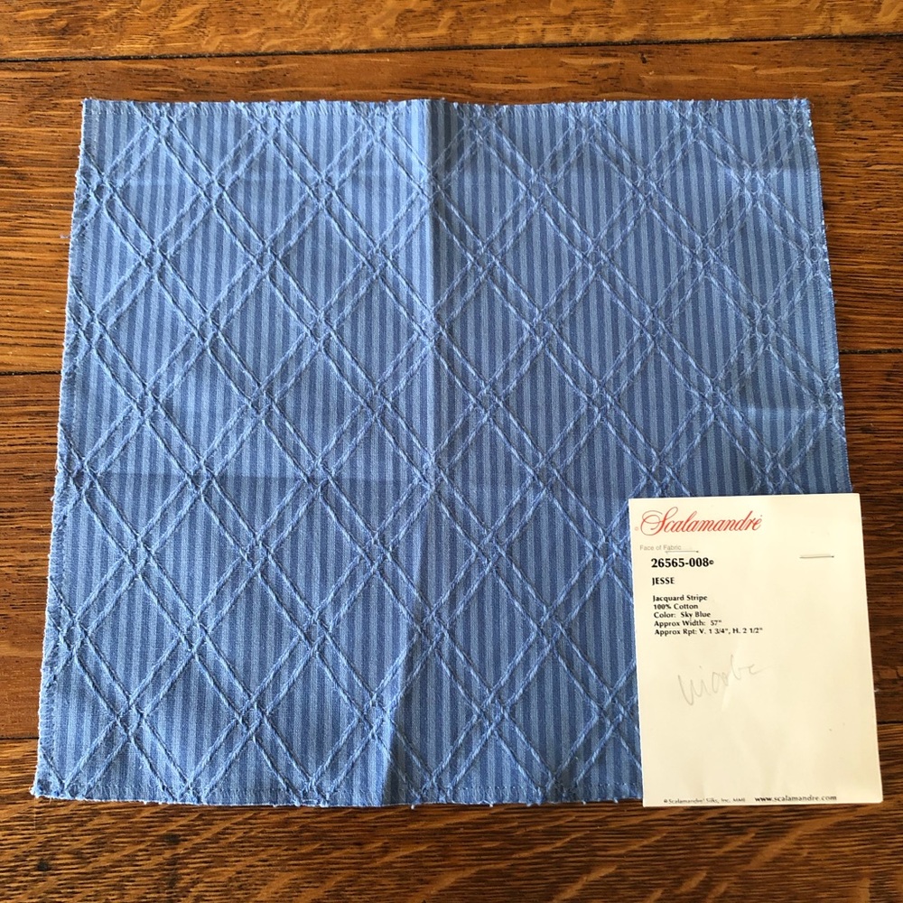 Designer Fabric Sample/Scalamandre/Striped Jacquard/11”x12”/100% Cotton/Vintage